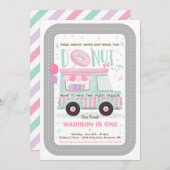 ドーナツバースデーパーティードライブバイ誕生日パレード 招待状 (正面/裏面)