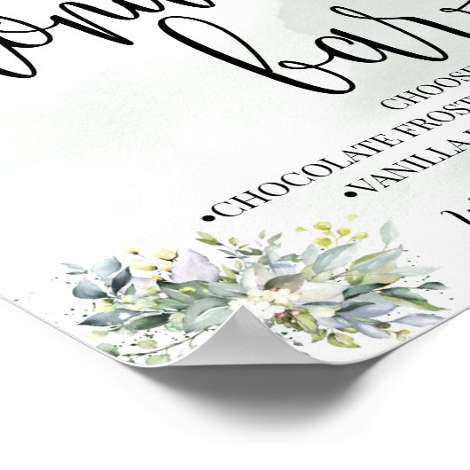 ドーナツバーパーティー結婚式レセプションユーカリ緑 ポスター (角)