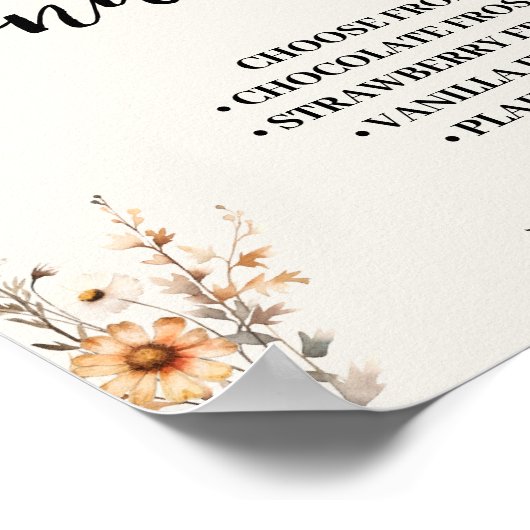 ドーナツバー結婚のブライダルシャワー秋の野草 ポスター (角)