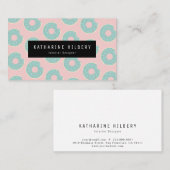 ドーナツパターンピンク&ミントグリーン名刺 名刺 (正面/裏面)