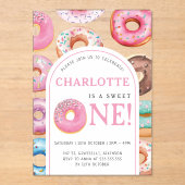 ドーナツパターン1st誕生日パーティーファーストスウィートワン アクリル招待状 (正面)