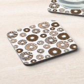 ドーナツパターン、チョコレートドーナツ、キャラメルドーナツ コースター (左側)