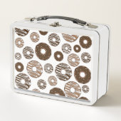 ドーナツパターン、チョコレートドーナツ、キャラメルドーナツ メタルランチボックス (正面)