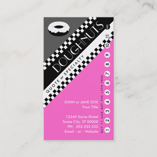 ドーナツパンカード買: (11は無料) ロイヤリティカード (正面)