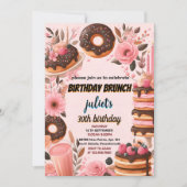ドーナツパンケーキ 大人 ピンク ブルンチ 30歳 誕生日 招待状 (正面)
