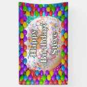 ドーナツパーソナライズされたキャラクター誕生日バナー 横断幕 (縦)