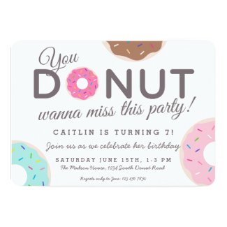 ドーナツパーティの招待状|ドーナツ誕生会 12.7 X 17.8 インビテーションカード