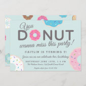 ドーナツパーティの招待状 |ドーナツ誕生日パーティー 招待状 (正面/裏面)
