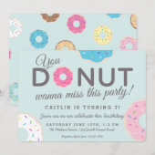 ドーナツパーティの招待状 |ドーナツ誕生日パーティー 招待状 (正面/裏面)