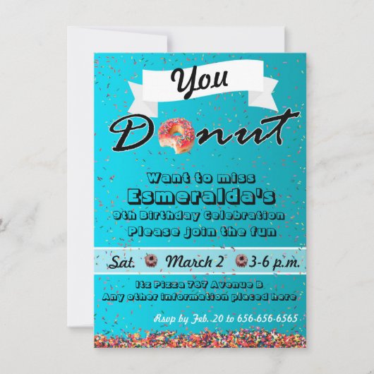 ドーナツパーティの招待状、ドーナツ誕生日招待状 招待状 (正面)