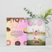 ドーナツパーティーテーマ誕生日サンキューカード 招待状 (スタンド正面)