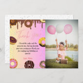 ドーナツパーティーテーマ誕生日サンキューカード 招待状 (正面/裏面)