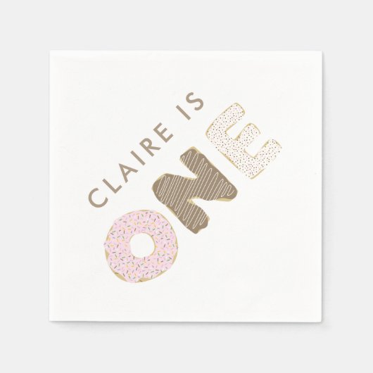 ドーナツパーティーファーストバースデーパーティーデコール スタンダードカクテルナプキン (正面)