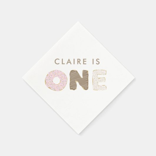 ドーナツパーティーファーストバースデーパーティーデコール スタンダードカクテルナプキン (角)