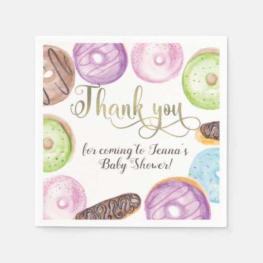 ドーナツパーティーベビーシャワー誕生日ベビーリビール スタンダードカクテルナプキン (正面)