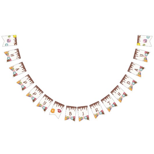 ドーナツパーティー誕生日パーティバナー バンティングフラッグ (全)