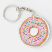 ドーナツピンクのつや消しはかわいい食糧|ドーナツを振りかけます キーホルダー (正面)