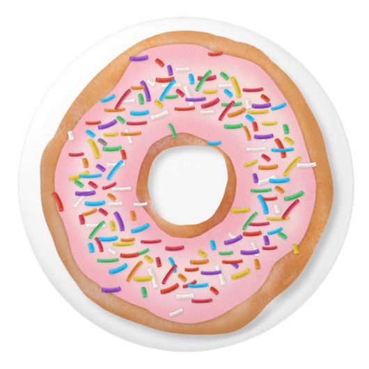 ドーナツピンクのつや消しはかわいい食糧|ドーナツを振りかけます セラミックノブ (正面)
