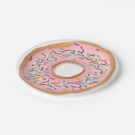 ドーナツピンクのつや消しはかわいい食糧|ドーナツを振りかけます ペーパープレート (アングル)
