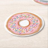 ドーナツピンクのつや消しはかわいい食糧|ドーナツを振りかけます ラウンドペーパーコースター (アングル)