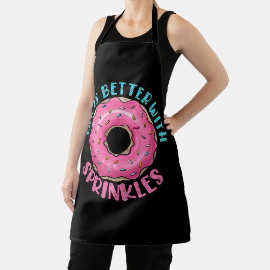 ドーナツファン生地を振りかけるクールと人生が良い エプロン (インサイチュ)