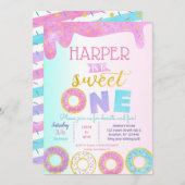 ドーナツファーストバースデーパーティ招待状スウィートワン 招待状 (正面/裏面)