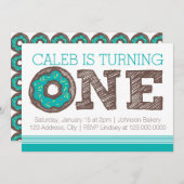 ドーナツファースト誕生日招待状 招待状 (正面/裏面)