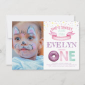 ドーナツファースト誕生日水彩写真 招待状 (正面)