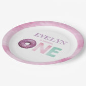 ドーナツファースト誕生日 パーソナライズされた ペーパープレート (アングル)