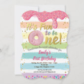 ドーナツファースト1歳の誕生日パーティーパステルレインボー 招待状 (正面)