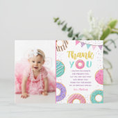 ドーナツフォト誕生日サンキューカード 招待状 (スタンド正面)