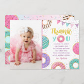 ドーナツフォト誕生日サンキューカード 招待状 (正面/裏面)