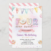 ドーナツフォーエバーの誕生日の招待状 招待状 (正面/裏面)