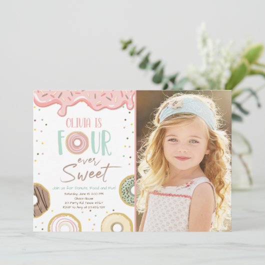 ドーナツフォーエバースウィートガール4th誕生日 招待状 (スタンド正面)