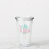 ドーナツフラミンゴのプールを囲んでのパーティのパーソナライズなかわいい アクリルタンブラー (裏面)