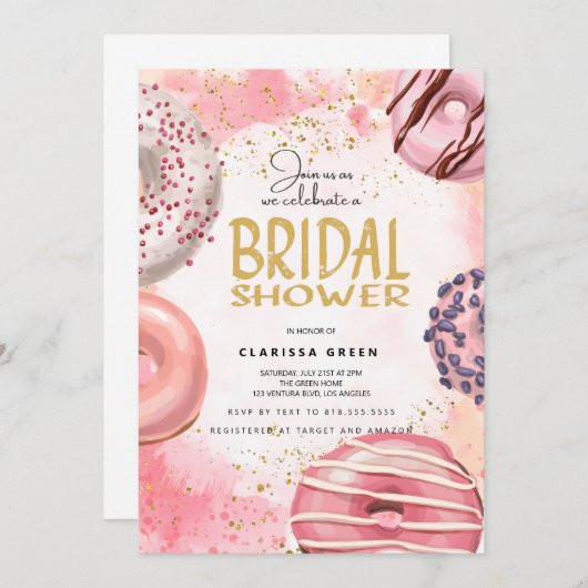 ドーナツブライダルシャワーパーティの招待状 招待状 (正面/裏面)