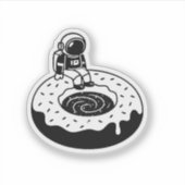 ドーナツブラックホールに座るチルな宇宙飛行士 - スペース落書き シール (正面)