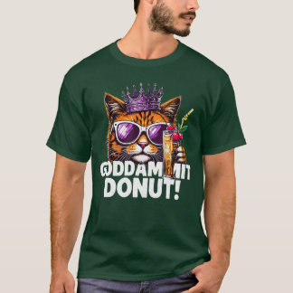 ドーナツプリンセス猫メメちゃん 可愛い面白い漫画スタイル Tシャツ