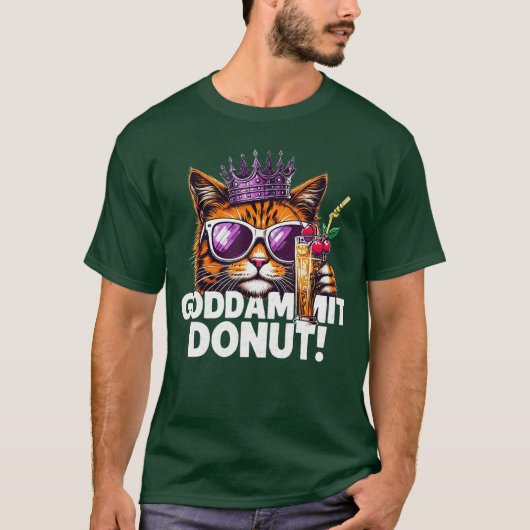 ドーナツプリンセス猫メメちゃん 可愛い面白い漫画スタイル Tシャツ (正面)