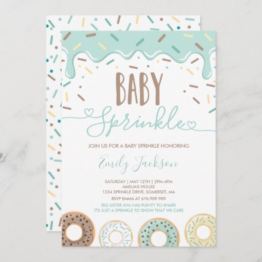 ドーナツベイビースプリンクル招待状 ラブを添えて 招待状 (正面/裏面)