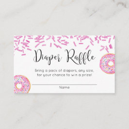 ドーナツベビーシャワーの女の子のピンクのおむつのラッフル エンクロージャーカード
