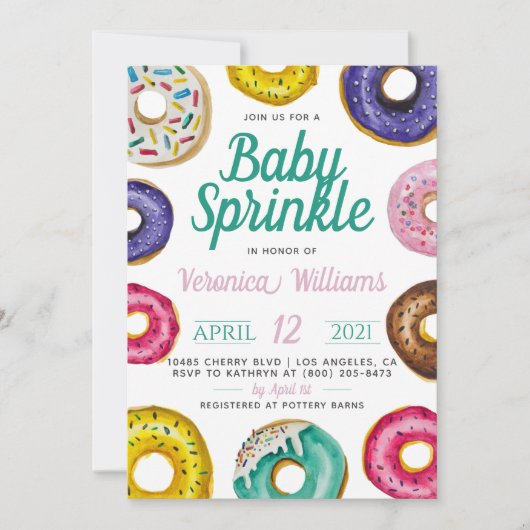 ドーナツベビースプリンクルベビーシャワー招待状 招待状 (正面)