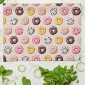 ドーナツベーカリーショップパターン キッチンタオル (折り畳み)