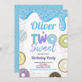 ドーナツボーイ2スイート2歳の誕生日パーティーブルー 招待状 (正面/裏面)