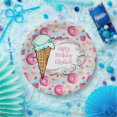 ドーナツマカロンカップケーキアイスクリームカスタム誕生日 ペーパープレート (パーティー)