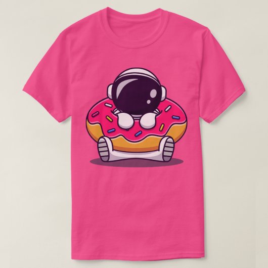 ドーナツマンガ付きかわいい宇宙飛行士1 Tシャツ (デザイン正面)
