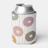 ドーナツラバーズパターン – パステルスプリンクル&ストライプ 缶クーラー (缶正面)