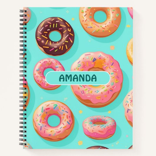 ドーナツレインボーカラフルパタパーソナライズされたーン ノートブック (正面)