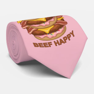 ドーナツワおもしろいイージビーフハッピーベーコンチーズバーガー ネクタイ