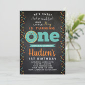 ドーナツワンバースデーボーイズ招待状シャルボード 招待状 (スタンド正面)